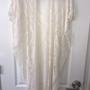 Sheer White Lace Shawl Cover Up